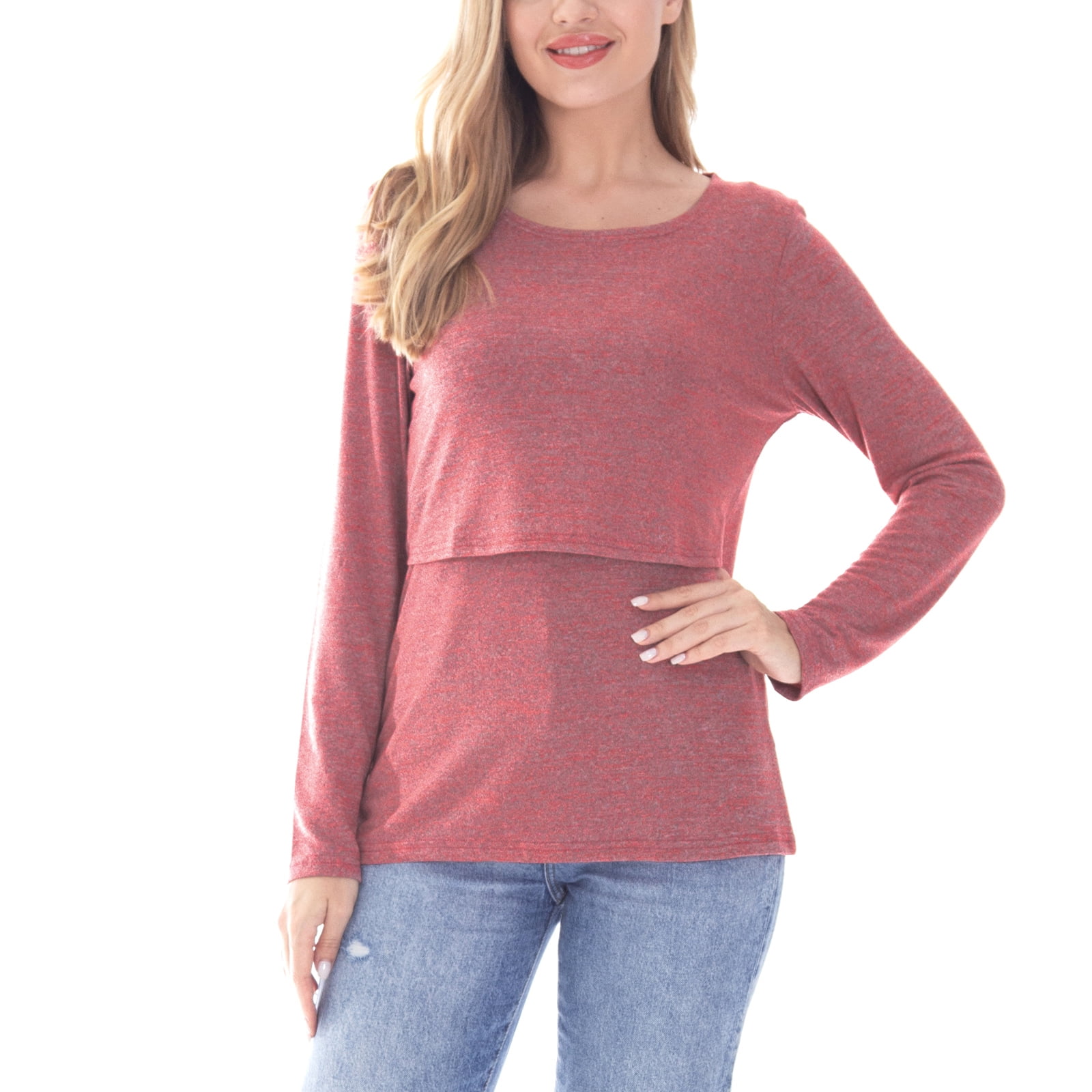 Bearsland Female Long Sleeve Maternity Nursing Top Breastfeeding Shirts 3-Pack