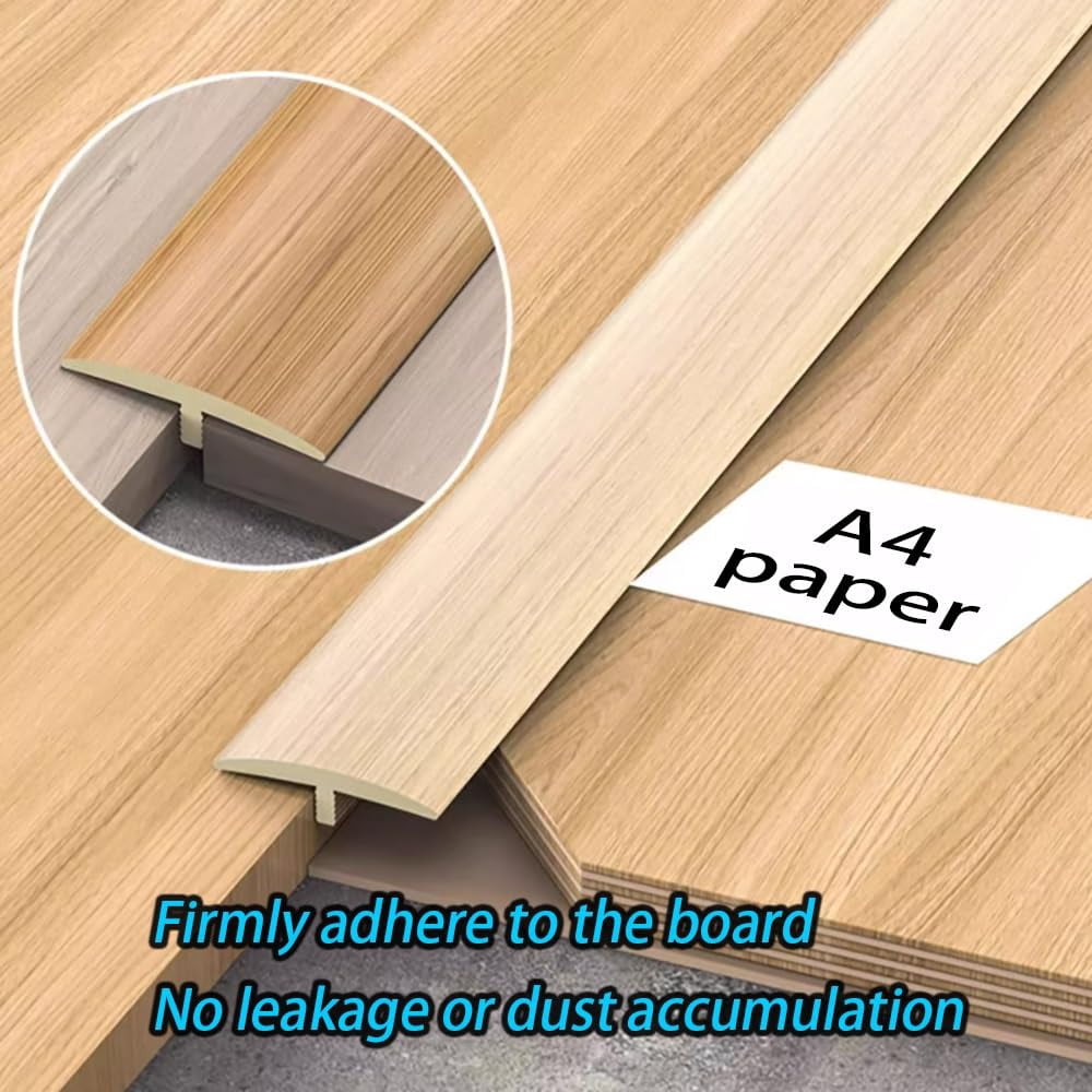 MAGILL T Molding Floor Transition Strip for Tile to Laminate/Vinyl and Carpet, PVC Flat Divider Strip for Joining Flooring Gaps, Self Adhesive Vinyl Floor Edge Strip Wood Grain Finish - Cuttable (Sty