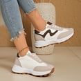 thumbnail image 4 of Rokment Womens Vintage Platform Fashion Sneakers Trendy Casual Color Block Suede Skate Shoes Comfortable Running Walking Tennis Non Slip Work Footwear Brown Size 6.5, 4 of 6