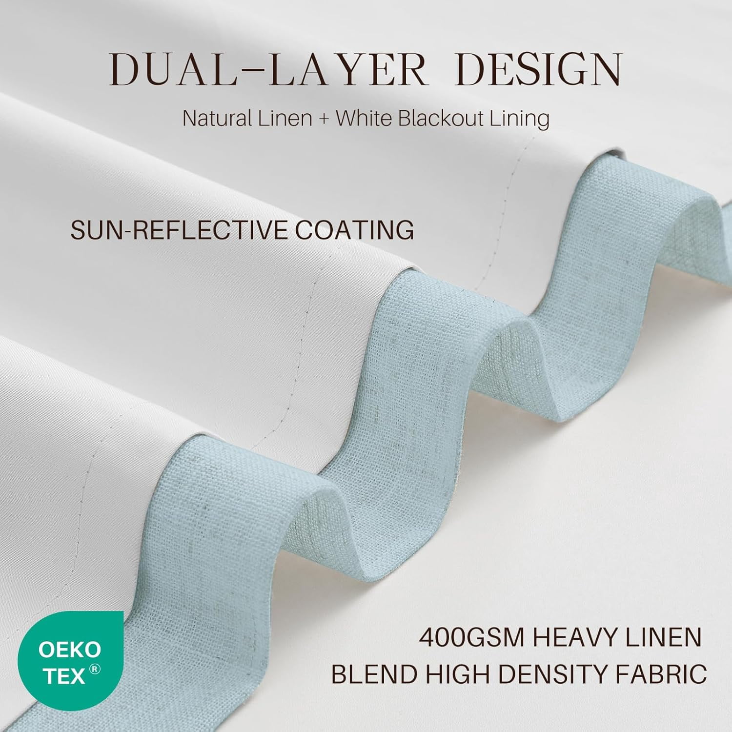 Nalqet Linen Pinch Pleated Full Blackout Curtains for Bedroom - 2 Pages Black Out Blue Curtains 90 Inch Long 2 Panel for Living Room Darkening Thermal Window Curtain Drapes with 16pc Hooks