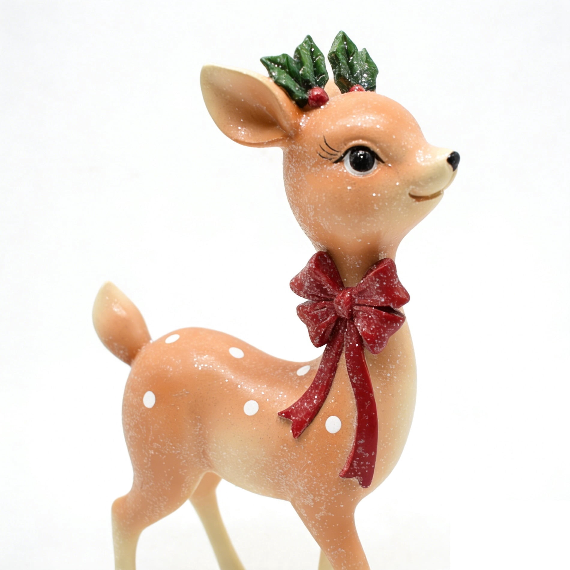 Standing Deer with Red Bow Christmas Decoration, Multicolor, 11", by Holiday Time