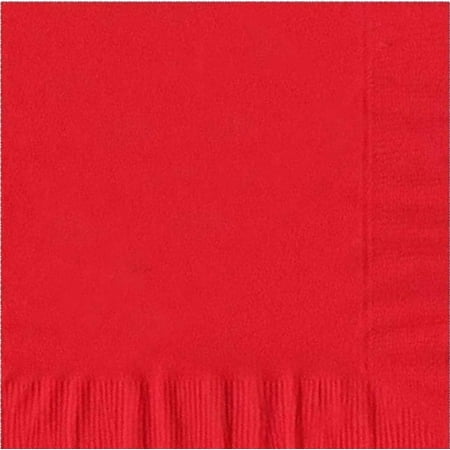 - 200 - (4 Pks of 50) 2 Ply Plain Solid Colors Luncheon Dinner Napkins Paper - Red