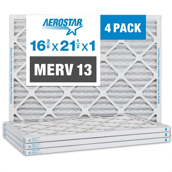 Aerostar 16 3/8 x 21 1/2 x 1 MERV 13 Pleated Air Filter, AC Furnace Air Filter, 4 Pack