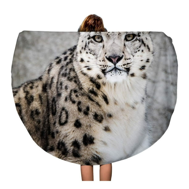 NUDECOR 60 inch Round Beach Towel Blanket Frontal Portrait of Snow Leopard in Big Cat Mammal Travel Circle Circular Towels Mat Tapestry Beach Throw Walmart