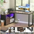 thumbnail image 5 of Aheaplus L Shaped Desk with Drawers, 55" Corner Computer Desk with File Cabinet, L-Shaped Desk with Power Outlets &LED Lights, Large Reversible Desk with and Storage Shelves for Home Office, Espresso, 5 of 16