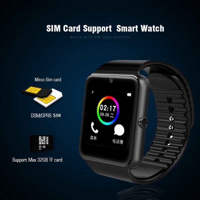 Bluetooth Smart Watch GT08 Smartwatch Support SIM TF Card Camera For Android Phone Walmart
