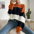 thumbnail image 6 of Clearance under $5 JINMGG 2025 Fall Winter Plus Size Sweaters for Women Clearance,Women's Contrast Crew Neck Knit Sweater, 6 of 9