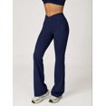 thumbnail image 6 of PISONIC Women Two Piece Workout Sets Cross Back Sports Bras Matching High Waist Flared Leggings Gym Yoga Outfits, 6 of 8