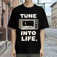 thumbnail image 3 of Black T Shirts for Men, Tv, Moon, Tune Into Life, Graphic Mens Graphic Tees, 24827538,XXL, 3 of 8
