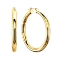thumbnail image 1 of 10k Yellow Gold 3mm Shiny Round Tube Hoop Earrings, Diameter 25mm, 1 of 1