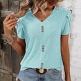 thumbnail image 2 of Ruimatai Women's V-Neck Blouse Short Sleeve Casual Tops Summer Loose Fit Comfortable Soft Fabric Stylish T-Shirt, 2 of 9