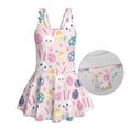 thumbnail image 5 of Xoenoiee Rabbit Bunny Egg Print Girls One Piece Swimsuit Easter Sleeveless Bathing Suit with Skirt UPF 50+ Kids Rash Guard Beach Swimwear Swim Dress, Size 6-7 Years, 5 of 7