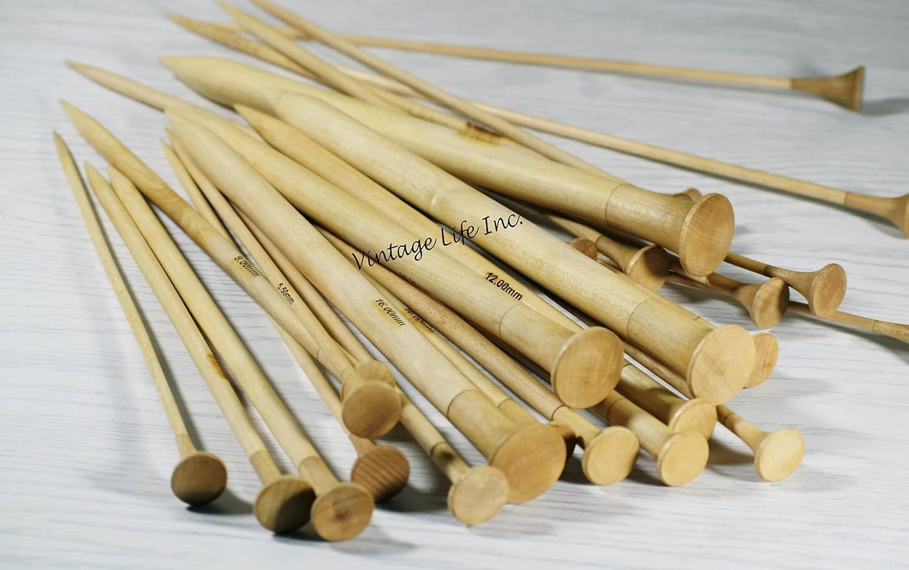 DnU Avenue Yarn Knitting Needles Rosewood & Maple Crafted for Arthritic Hands, Superior Quality, Wood Needles, Buffed Wax Finish, Soft Grip, Stitching Accessories, Brown (Maple Wood, Set of 13)