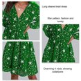 thumbnail image 1 of Vestido con escote en V, vestido de manga larga, vestido con cintura elástica en V, vestido de manga larga, vestido sólido de rendimiento, 1 of 3