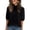 373#Black, variant on Short Sleeve Shirts for Women Knitted High Neck Business Casual Basic Shirts Plain Elagant Loose Fit Knitted Sweater Blue M