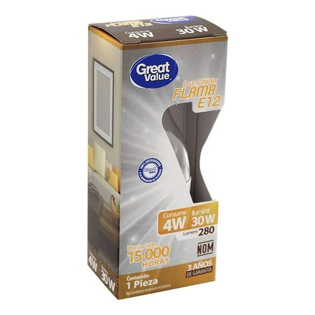 Foco Great Value Tipo Flama E12 Luz Cálida 4 W
