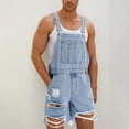 thumbnail image 6 of JIUKE Mens Jumpsuits 1 Piece Shorts Bib Overall Loose Fitted Ripped Adjustable Straps Summer Workwear Rompers, 6 of 9