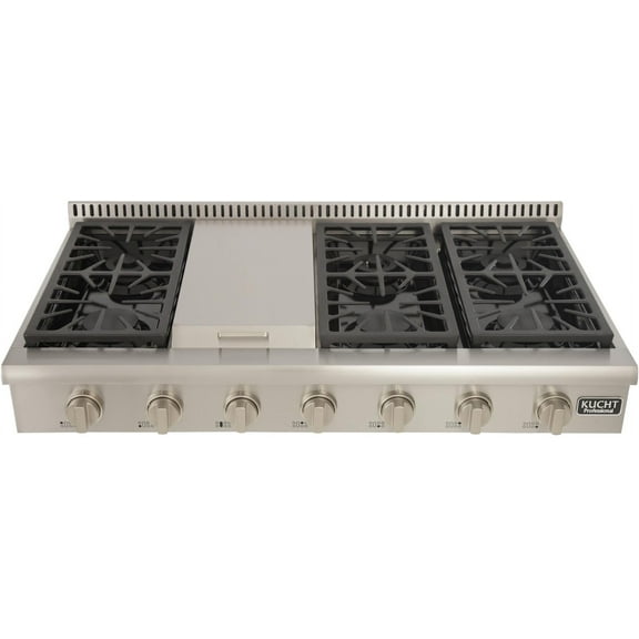 Kucht Professional 48" Modern Stainless Steel Propane Gas Range Top in Silver