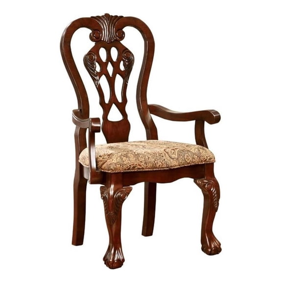 Bowery Hill 42'' Traditional Wood Dining Arm Chair in Cherry (Set of 2)