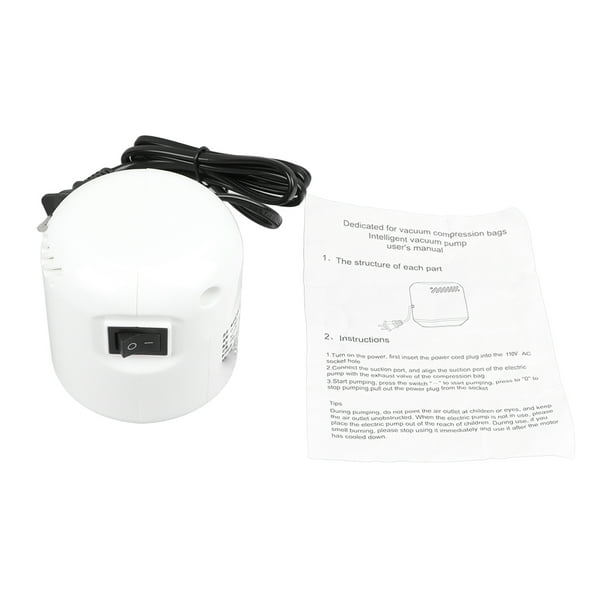 Bomba eléctrica para bolsas de almacenamiento, color blanco, potente, eficiente, de fácil operación, bomba de aire eléctrica para bolsas de compresión