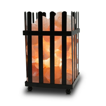 WBM 1333 Himalayan Glow Natural Himalayan Picket Fence Style Basket salt lamp (6 To 7 lbs) Himalayan Pink Salt NightLamp with Salt Chunks, Bulb and Brightness Adjustable Dimmer