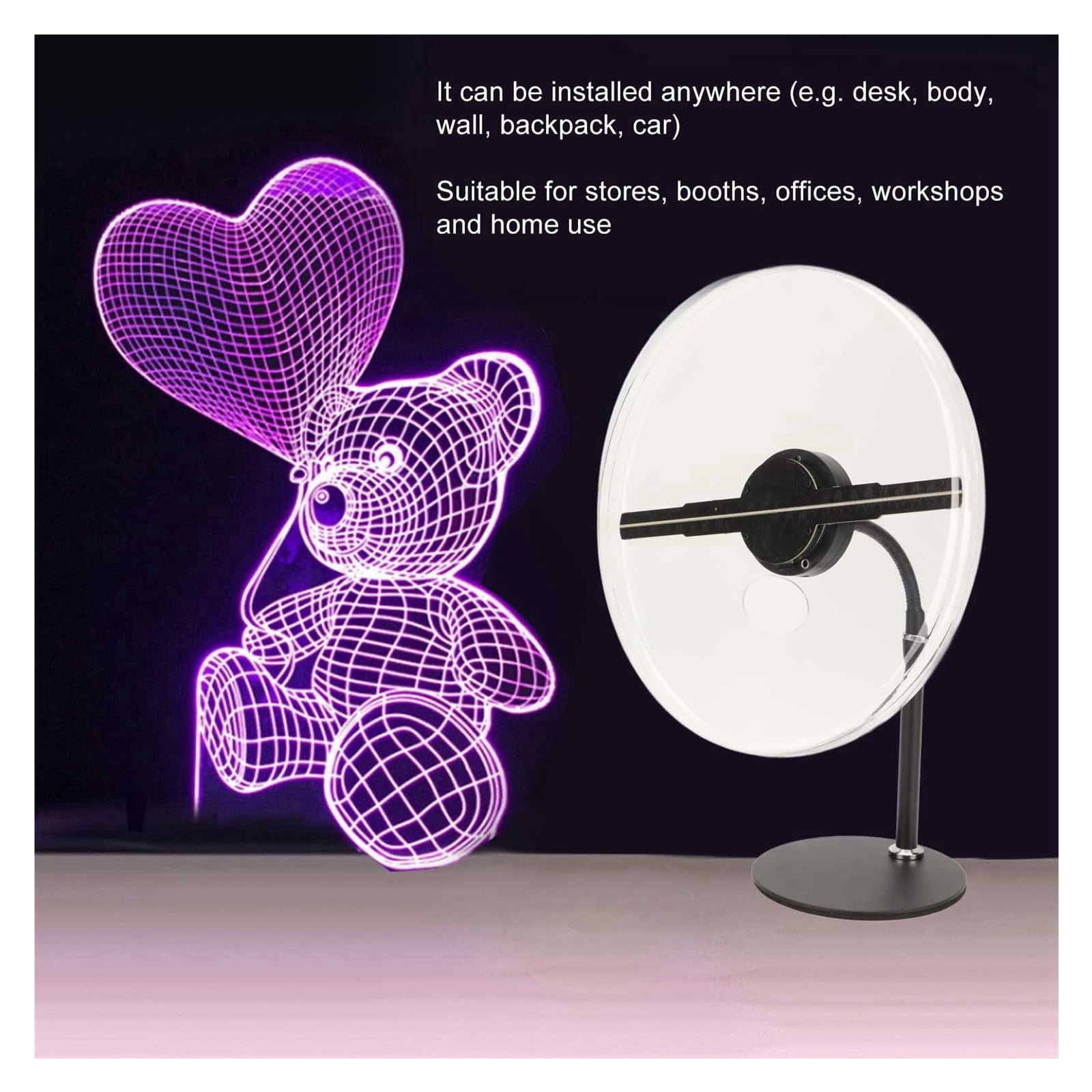 Hologram Advertising Display Fan Holographic Video Projector 3D 256 LED Beads