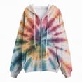 thumbnail image 4 of Towmus Womens Zip Up Hoodies Long Sleeve Crew Neck Printed Trendy Oversize Tops Drawstring Gradient Hoodies with Pockets for Fall Winter, 4 of 5