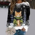 thumbnail image 2 of Chandail en Molleton Imprimé Joyeux Noël pour Femmes Col Rond Décontracté Manches Longues Coupe Ample Blouse d'Entraînement Col Rond Confortable, 2 of 4