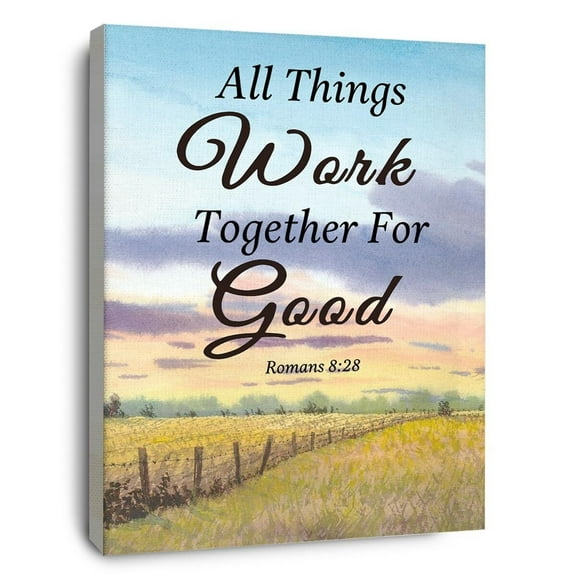 Christian Bible Scripture Romans 8:28 All Things Work Together for Good Canvas Wall Art Prints Decoration for Home Bedroom Living Room Church,Christians Gifts