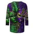 thumbnail image 4 of Xuyuer Carnival Style Print T-Shirt - Women's Fashion Loose Round Neck 3/4 Sleeve Top for Daily Wear, Festival Themed Outfits, Playful Seasonal Style & Streetwear Statement Piece, 4 of 5