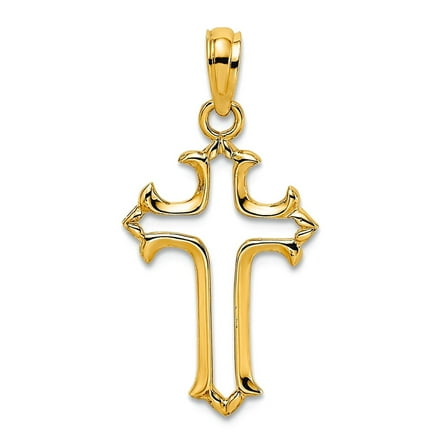 10k Solid Yellow Gold Cut-out Religious Faith Cross Charm 18.8mm Long Pendant Necklace for Women