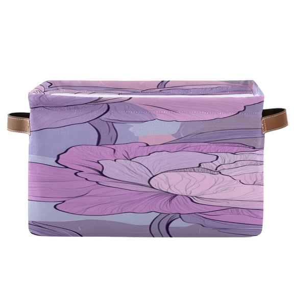 Abstract Pattern Background Peony Flowers Square Storage Bins with Handles Collapsible Containing Box 1 Pack