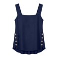 thumbnail image 5 of Tank Tops For Women Blue Cotton Linen Side Button Loose Fit Tank Causal Sleeveless Summer Tops Square Neck Tee Womens Tank Tops, 5 of 7