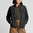 thumbnail image 3 of WMTBSRSW Women's Winter Warm Coat Fuzzy Fleece Long Sleeve Cropped Sweatshirts Jackets Casual Zip Up Bomber Coat with Pockets Coffee X-Large, 3 of 4