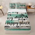 thumbnail image 2 of Erosebridal Happy Camping Themed Zipper Twin Comforter Sets with Fitted Sheet and 2 Pillowcases, Retro Farmhouse Zipper Bedding Set, 2 of 7