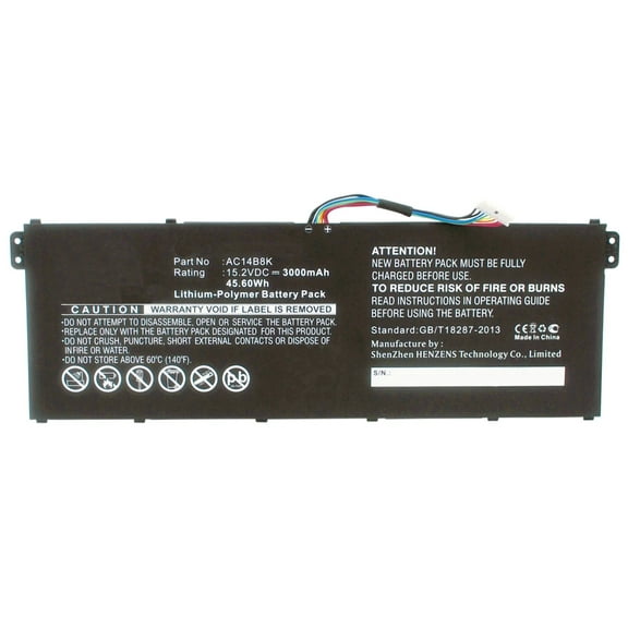 Batteries N Accessories BNA-WB-P4510 Laptops Battery - Li-Pol, 15.2V, 3000 mAh, Ultra High Capacity Battery - Replacement for Acer AC011353 Battery