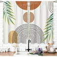 thumbnail image 3 of Boho Mid Century Small Kitchen Curtains Modern Abstract Window Treatment Leaf Rod Pocket Cafe Short Window Curtains for Bathroom Dining Laundry Room Bohemian Tier Treatment Drapes 26x36 inch, 3 of 6