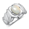 thumbnail image 3 of RYLOS Bagues pour Femmes Bague en Or Blanc 14K Solitaire Pierre Précieuse Ovale 9x7 mm avec Anneau Fini Satin Opale d'Octobre Bijoux Taille 10, 3 of 7