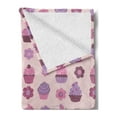 thumbnail image 2 of Cupcake Soft Flannel Fleece Blanket, Tasty Bakery Food and Flowers Muffins with Cherry on Top Illustration Print, Cozy Plush for Indoor and Outdoor Use, 50" x 60", Pearl Pale Fuchsia, by Ambesonne, 2 of 5