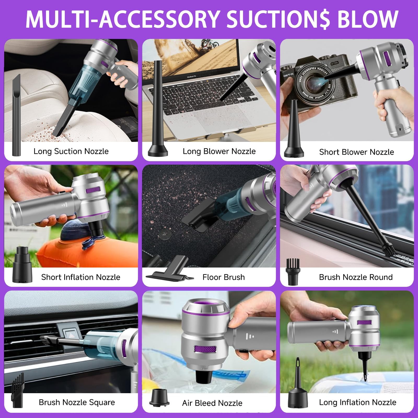 22000PA High Power Mini Car Vacuum Cleaner, Rechargeable Handheld Cordless Vacuum & Compressed Air Duster, Portable Car & Home Cleaning Tool