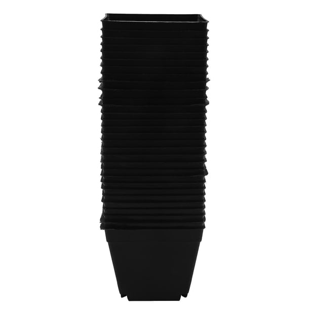 Paquete de 30 maceteros de plástico cuadrados negros de 4", vivero