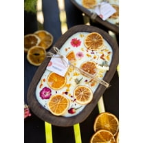 Large & Unique Flower Scented Soy Wax Candle /Dough Bowl | Farmhouse Home Decor| Housewarming Gift 3 Wood Wick Candle  Fall Gift