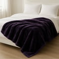 thumbnail image 2 of Lavish Home Mink Faux Fur Blanket - 91x81 Washable Bedding or Throw, Purple, 2 of 7