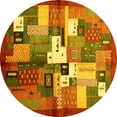 thumbnail image 1 of Ahgly Company Machine Washable Indoor Round Abstract Yellow Contemporary Area Rugs, 3' Round, 1 of 4