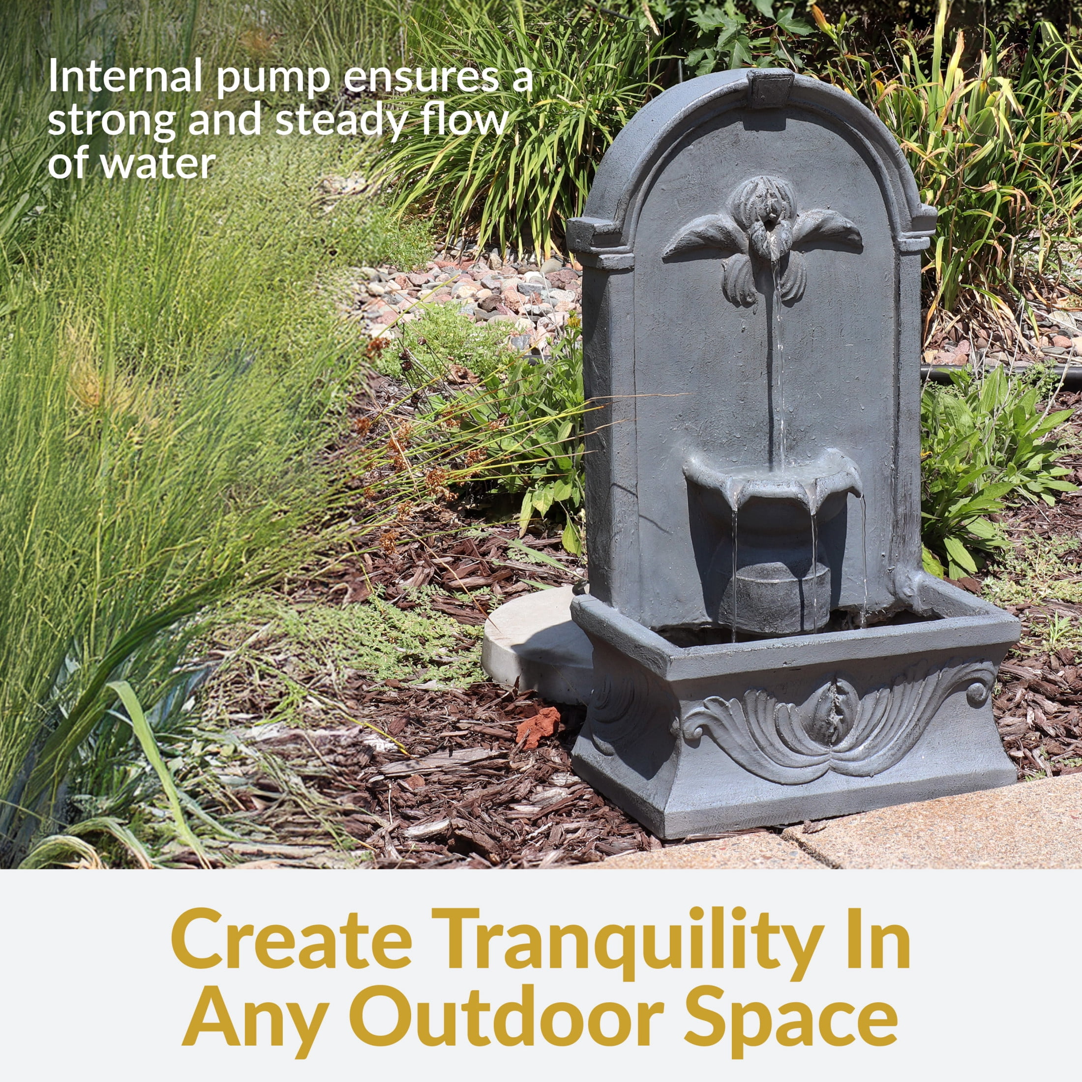 Sunnydaze French-Inspired Traditional Reinforced Concrete Outdoor Water Fountain