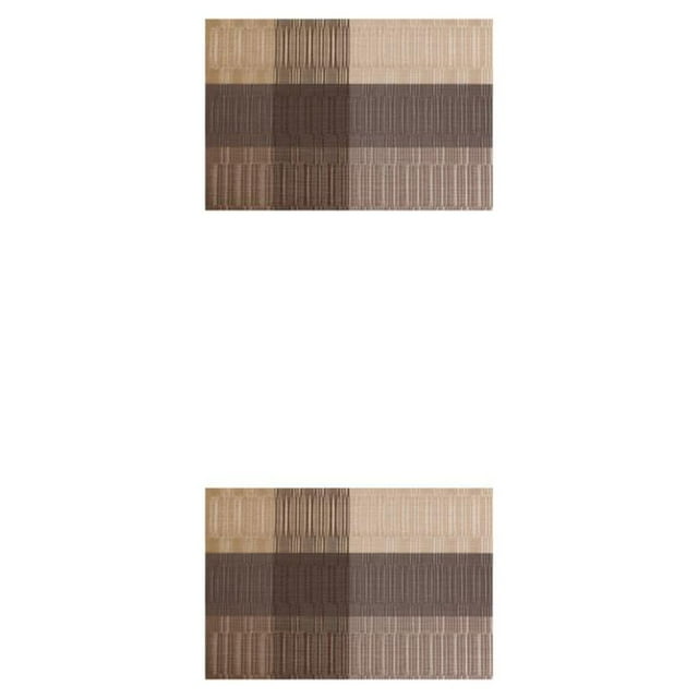 Cateissary Patrón de textura de bambú degradado Mantel de tejido de PVC Manteles individuales Cuenco resistente a las manchas Posavasos Beige 2Conjunto