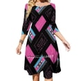 thumbnail image 1 of Vestido elegante y dulce con estampado de casete mixto (negro) para mujer, estilo coreano kawaii, con cuello cuadrado, estilo retro vintage de los años 80, 1 of 6