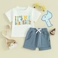 thumbnail image 2 of Bagilaanoe 2pcs Toddler Baby Boy Birthday Outfits Shorts Set Short Sleeve Letter Print T Shirt Tops + Shorts 6M 12M 18M 24M 3T 4T Kids Casual Summer Clothes, 2 of 9