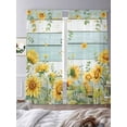 thumbnail image 2 of Sunflower Sheer Curtains 108 Inch Length 2 Panels Set, Summer Eucalyptus Botanical Floral Teal Wood Voile Window Treatment Semi Sheer Long Curtains Drapes for Bedroom/Living Room/Kitchen 52"x108"x2, 2 of 7