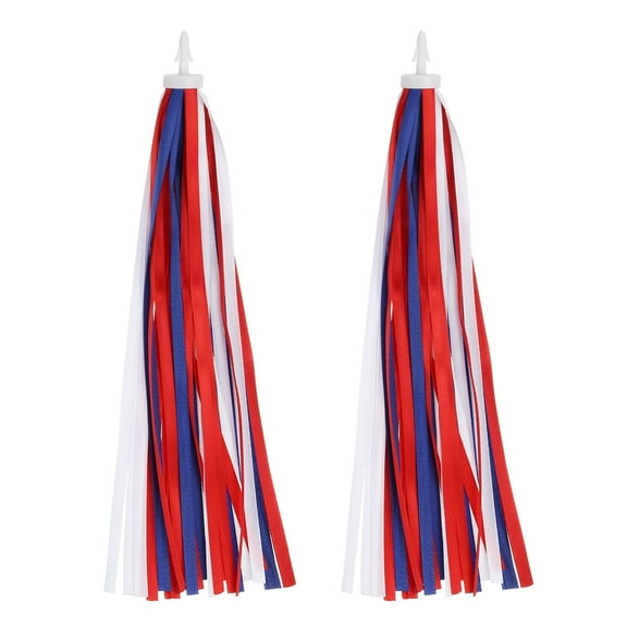 Uxcell Bike Streamers Colorful Bike Tassels Scooter Handlebar Streamers Bicycle Tassel Ribbon for Girls Bicycle Tricycle Handles Accessory (Red/Blue/White, Pack of 2)